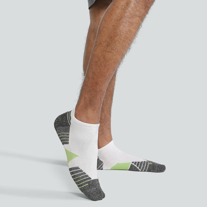 WANDER Men's Athletic Running Socks 7 Pairs Thick Cushion Ankle Socks for Men Sport Low Cut Socks 6-9/10-12 (7 Pairs White Green, Shoe Size: 12-14) - Image 5